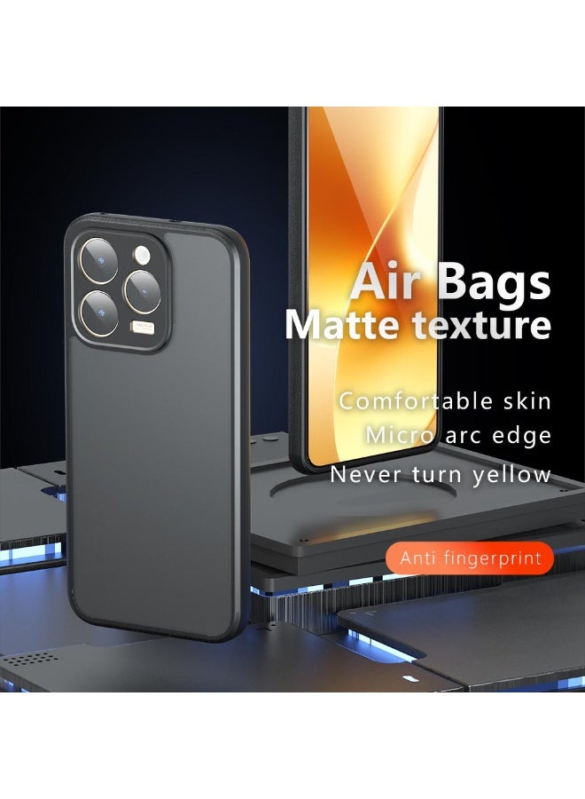 Case Cover Shockproof Hard PC Back Soft TPU Frame Matte Black Slim Protective Cover Compatible with  Realme 15T ( Black) - Image 2